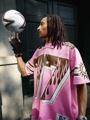 Pink Flame Print Jersey T-shirt - 2390