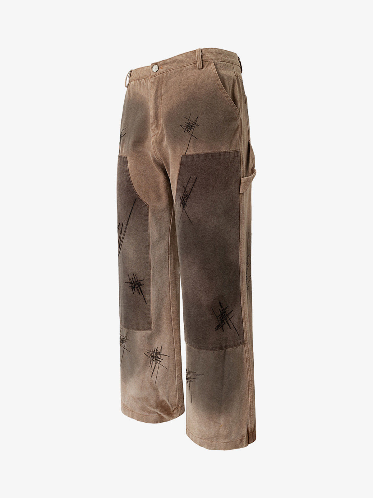 Thesupermade Scratched Patchwork Distressed Embroidered Work Jeans 
