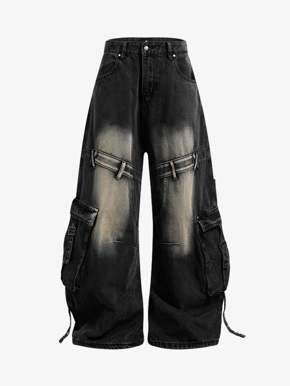 Deconstructed Multi-Pocket Cargo Jeans 