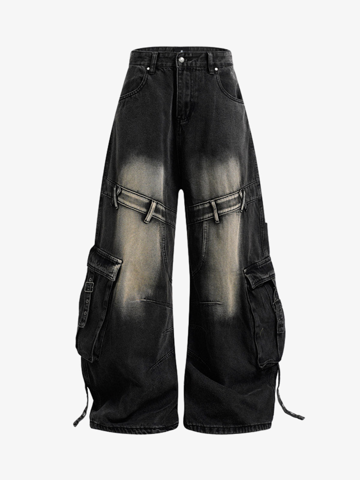 Deconstructed Multi-Pocket Cargo Jeans 