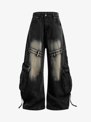 Deconstructed Multi-Pocket Cargo Jeans 