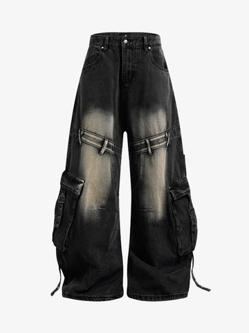 Deconstructed Multi-Pocket Cargo Jeans
