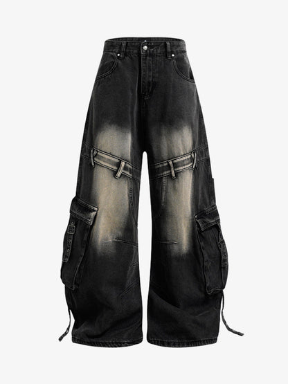 Deconstructed Multi-Pocket Cargo Jeans