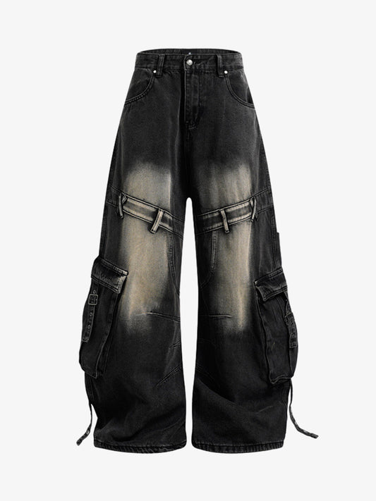 Deconstructed Multi-Pocket Cargo Jeans