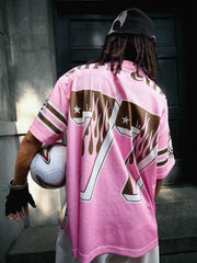 Pink Flame Print Jersey T-shirt - 2390