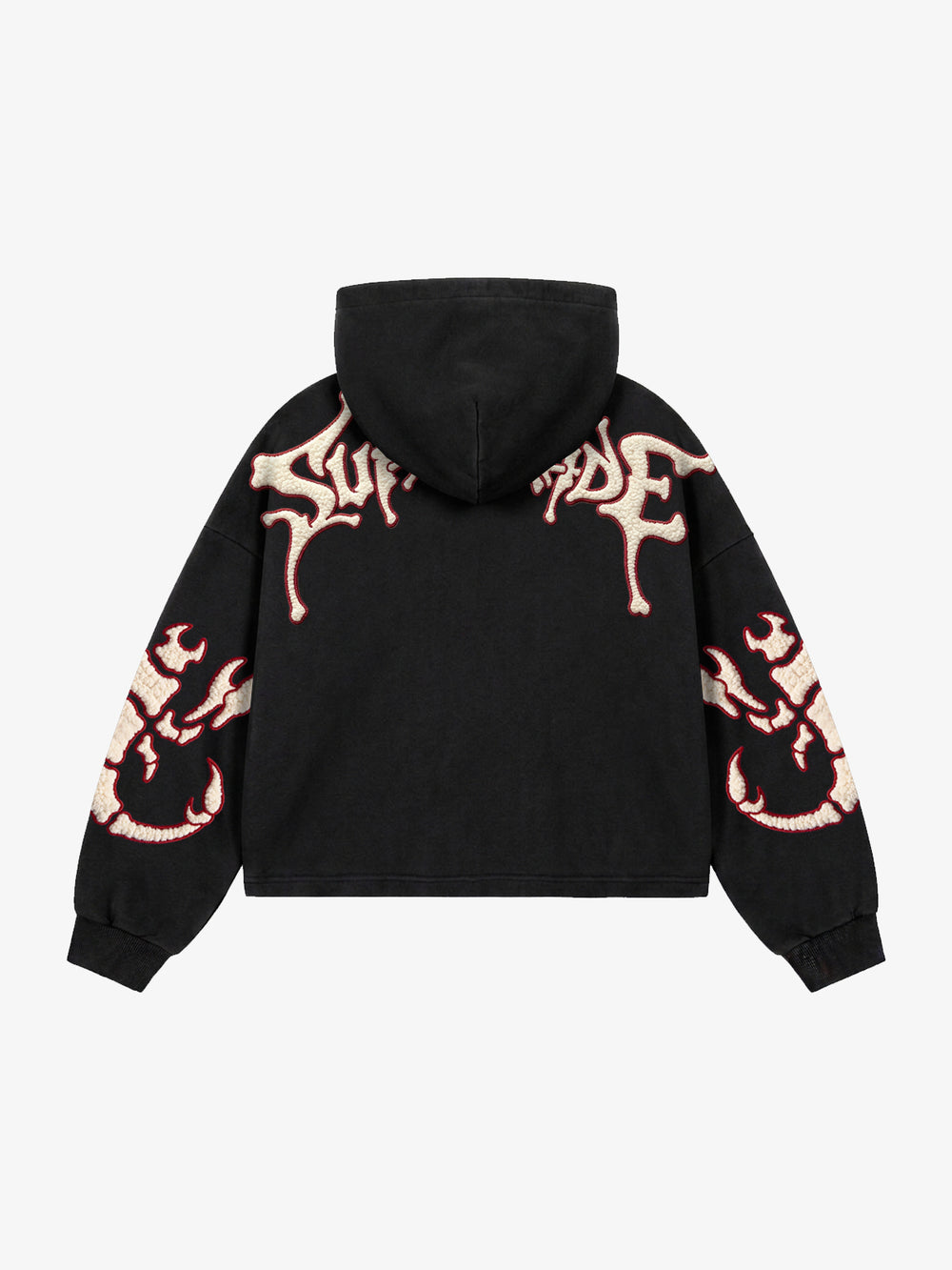 Skeleton Terry Embroidered Pullover Hoodie