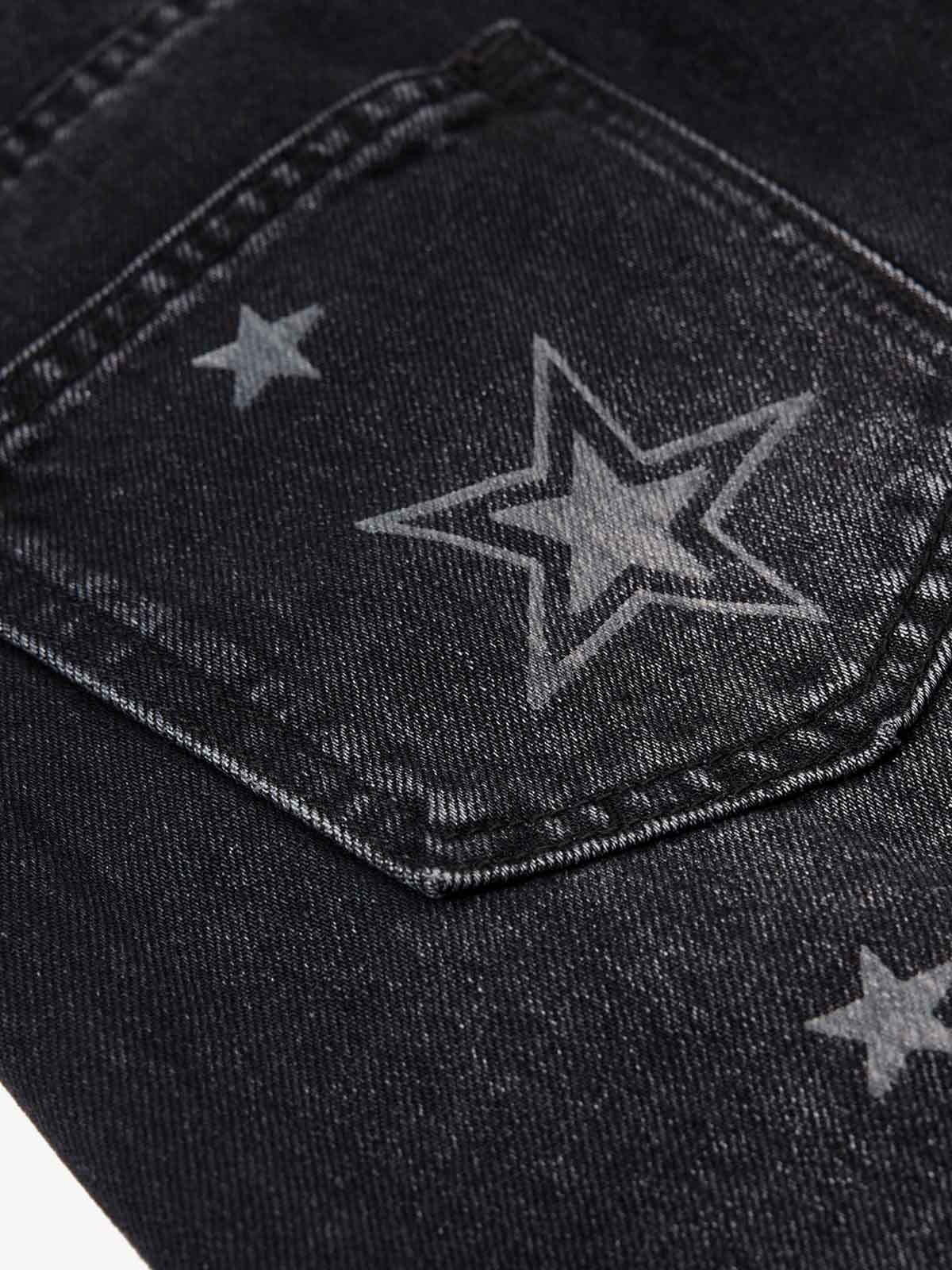 Vintage Star Print Washed Barrel Jeans 