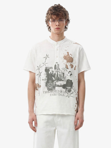 Fairy Tale Grunge Band Collar Henley T-Shirt 