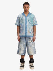 Porcelain Floral Camp Collar Boxy Shirt 