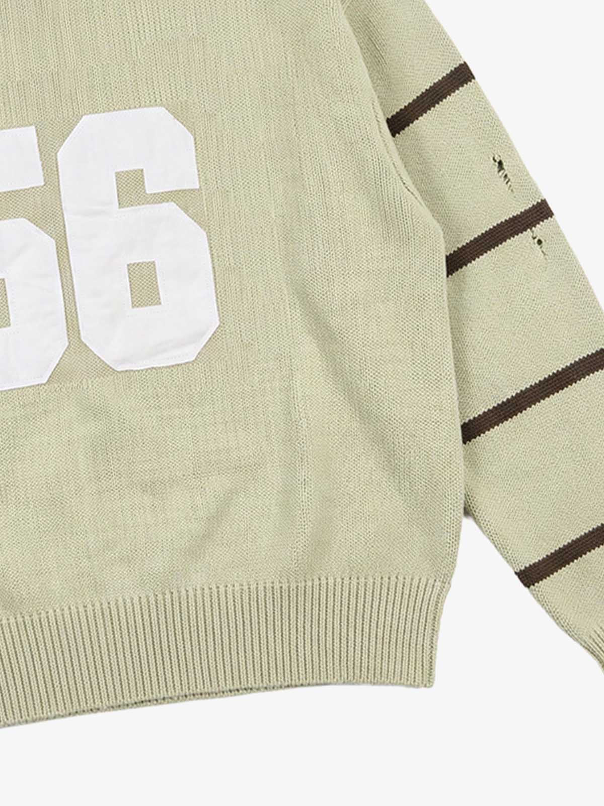Distressed '23' Appliqué Boxy Fit Sweater; Green / M, Green / L, Green / XL