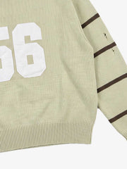 Distressed '23' Appliqué Boxy Fit Sweater; Green / M, Green / L, Green / XL