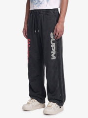 Street Washed Mottled Rivet Letter Print Baggy Sweatpants 