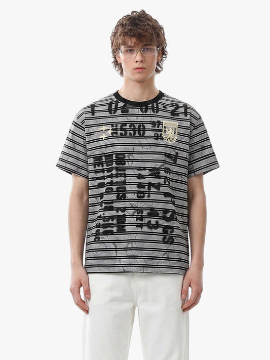 Grunge Striped Distressed Graphic T-Shirt