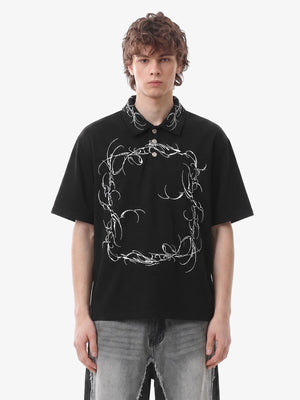 Thorn-Wreath Graphic Polo Shirt 