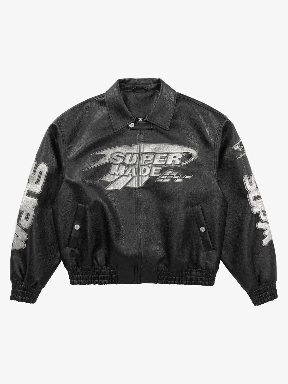 Faux Leather Vintage Street Black Air Jacket - 1821 