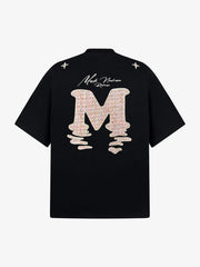 Vintage Patchwork Embroidered Letter T-Shirt 