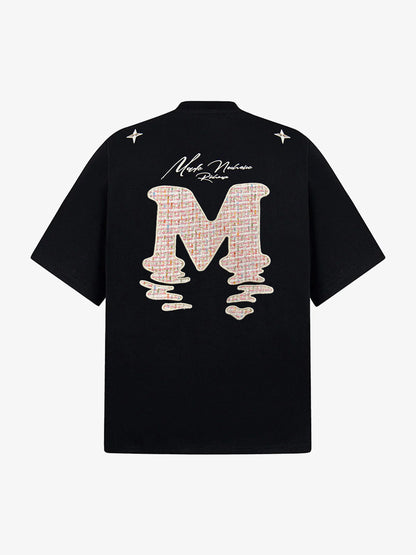 Vintage Patchwork Embroidered Letter T-Shirt 