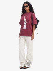 Embroidered Horse Wide Leg Denim Flare Jeans 