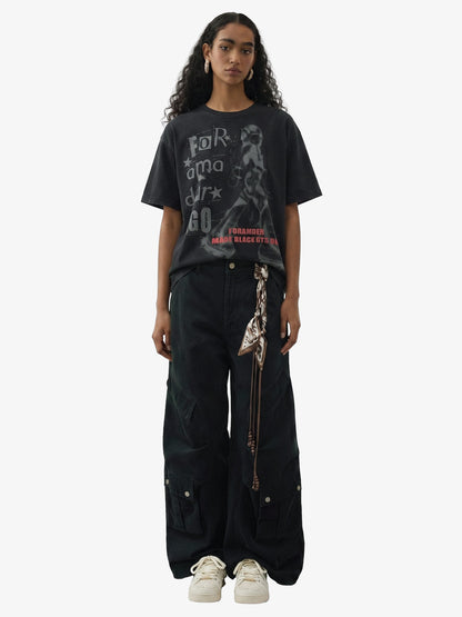 Cyber Portrait Graphic Oversized T-Shirt 