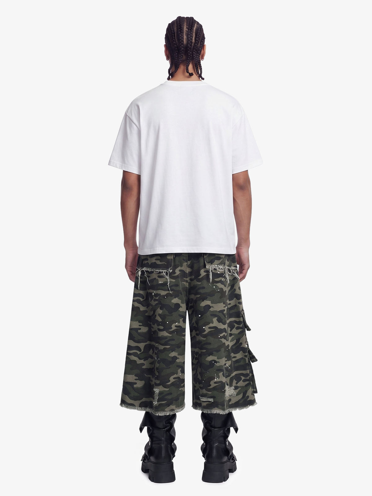 Distressed Camo Multi-Pocket Straight-Leg Jorts - 2611 