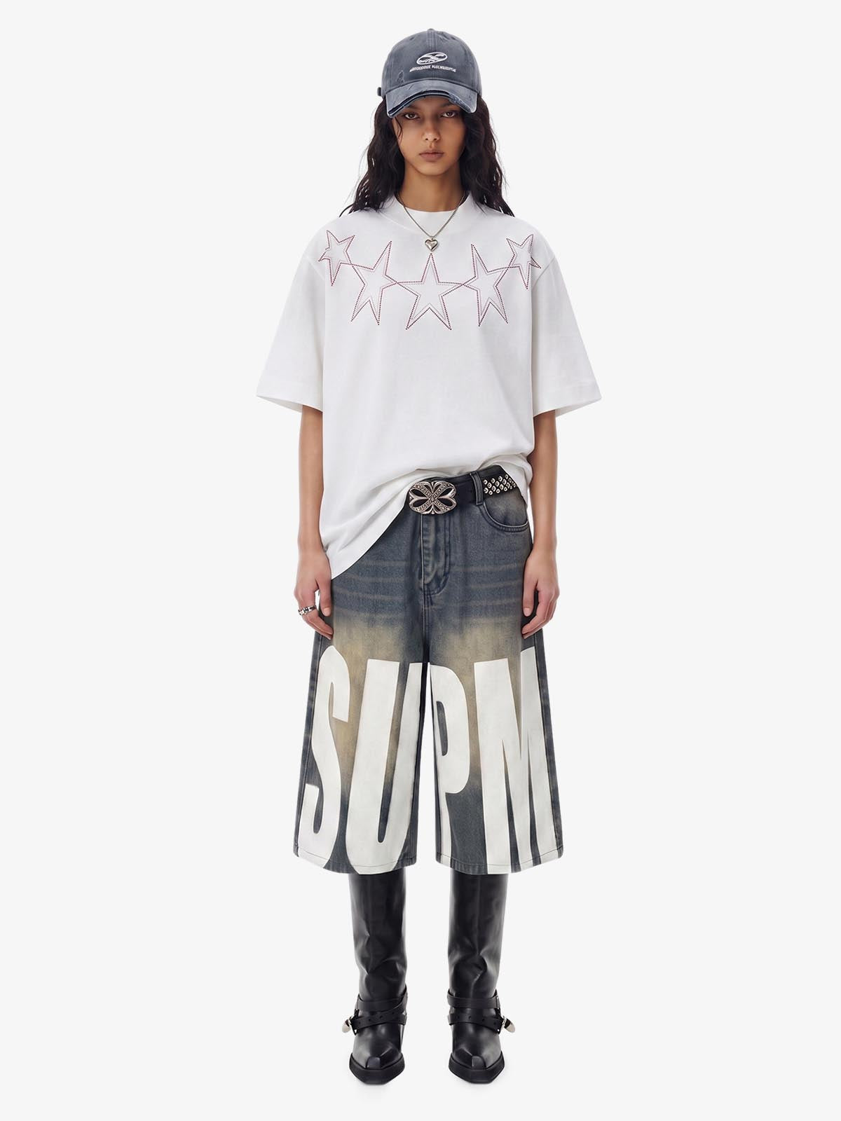 Rhinestone Star Graphic T Shirt 
