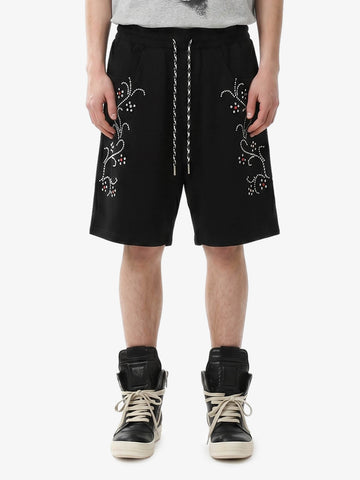 Rhinestone Graphic Knit Shorts 