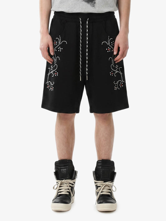 Rhinestone Graphic Knit Shorts 