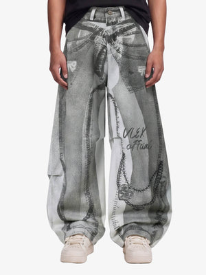 Vintage Illusion Graphic Ultra-Baggy Jeans 