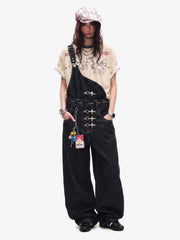 Detachable One-Shoulder Denim Overalls 