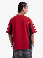 Color-Blocked Strip Racing T-shirt - 2076 