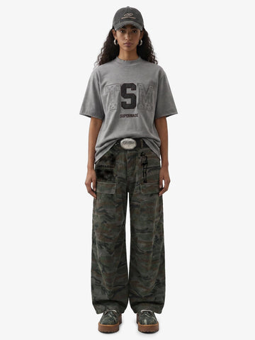 Faded Camo Graphic Wide-Leg Cargo Pants 
