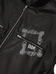 Thorn Destruction Frame Pattern Leather Vest 