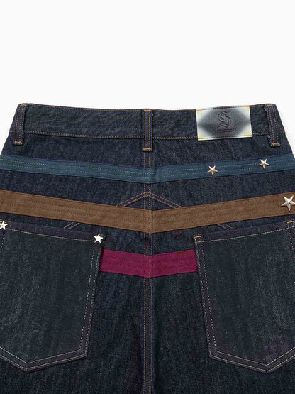 Vintage Shorts mit weitem Bein und Sternenbesatz
