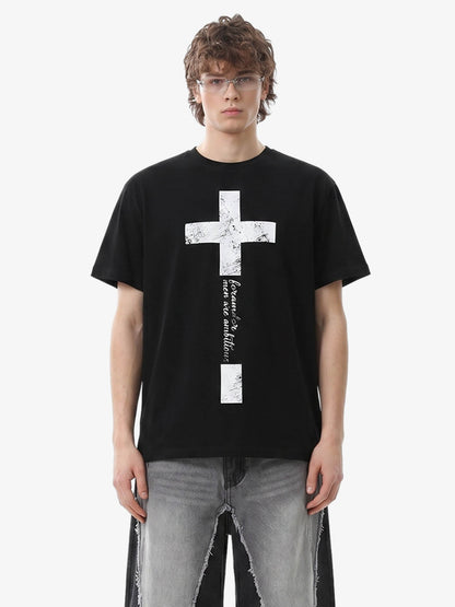 Distressed Cross Graphic T-Shirt 