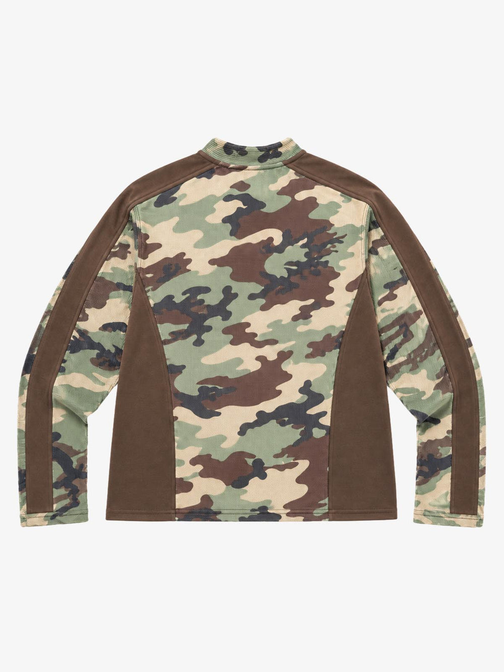 Camiseta de manga larga lavada, de gofrado con paneles y cuello alto, con estampado de carreras