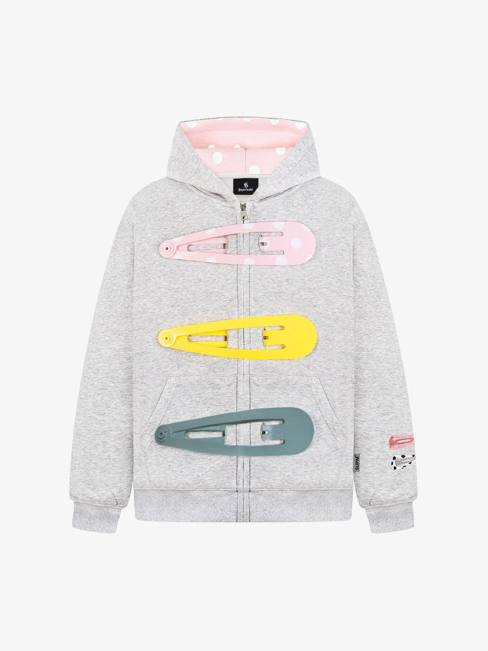 Detachable Hair Clip Decoration Zip Up Hoodie 