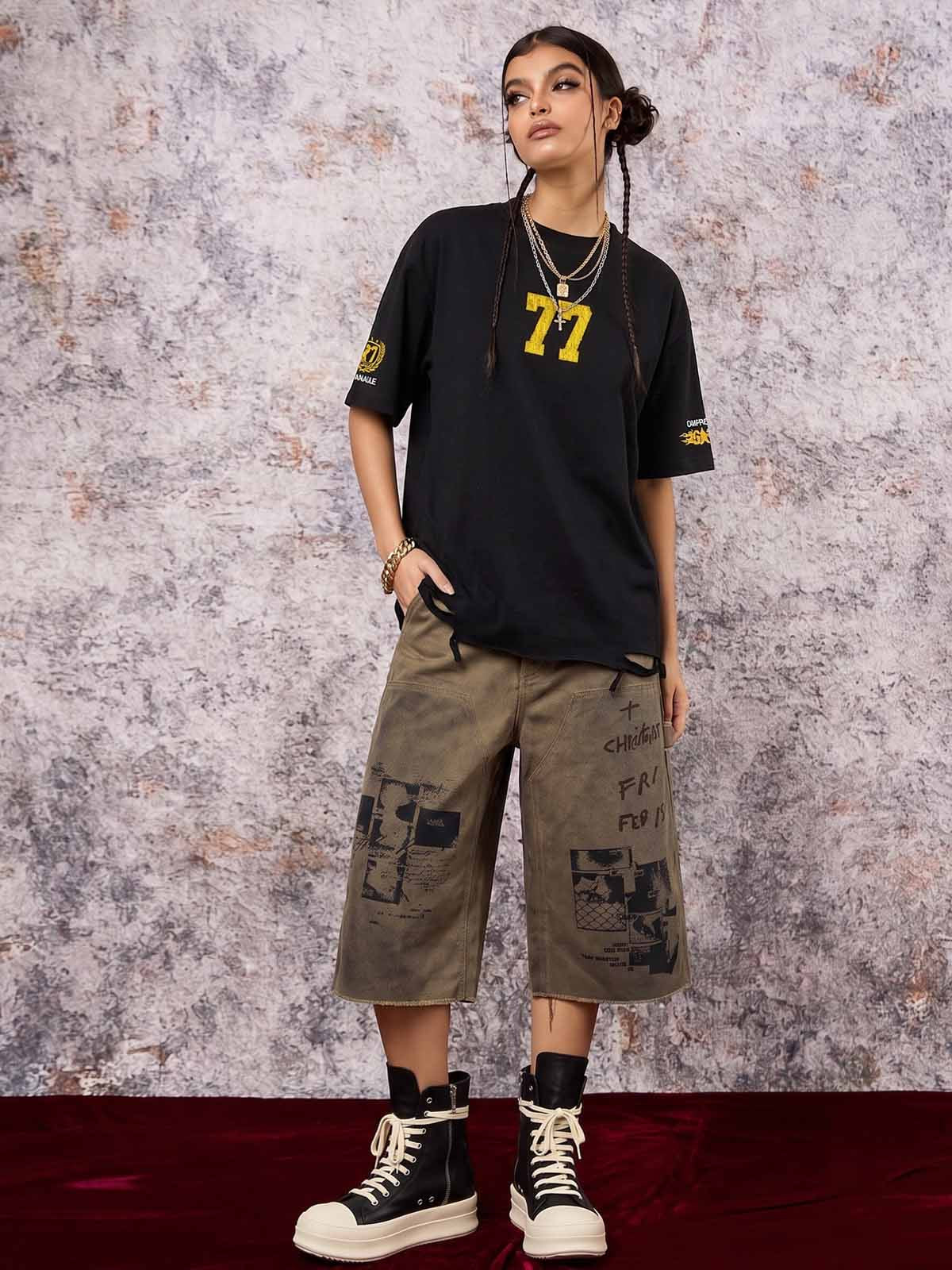 Detachable Chain Necklace Casual T-Shirt