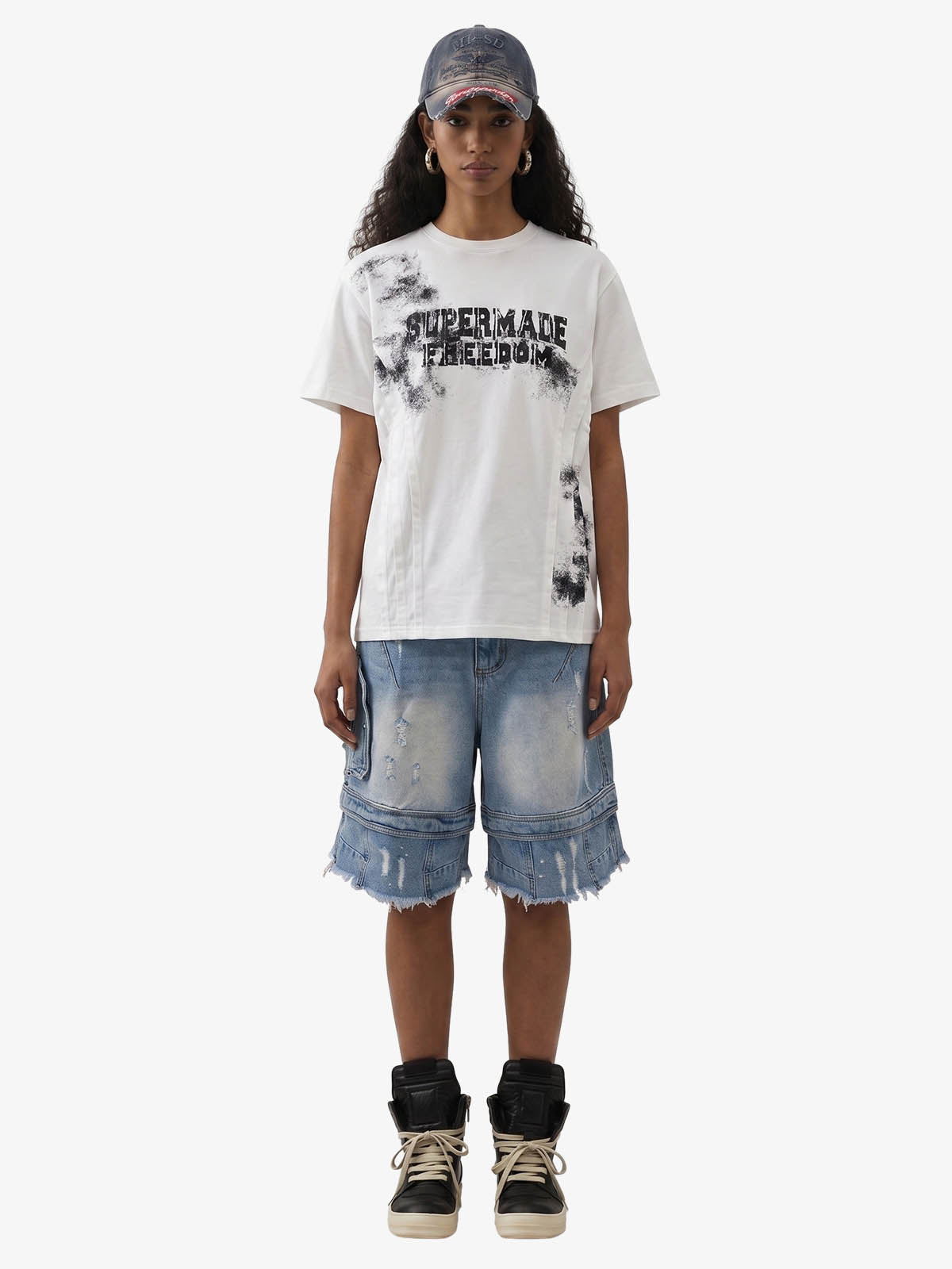 Supermade Deconstructed Pleated Freedom T-Shirt 