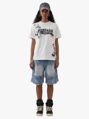 Supermade Deconstructed Pleated Freedom T-Shirt 