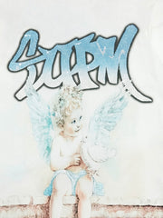 Retro Street Peace Dove Angel Rhinestone T-Shirt 