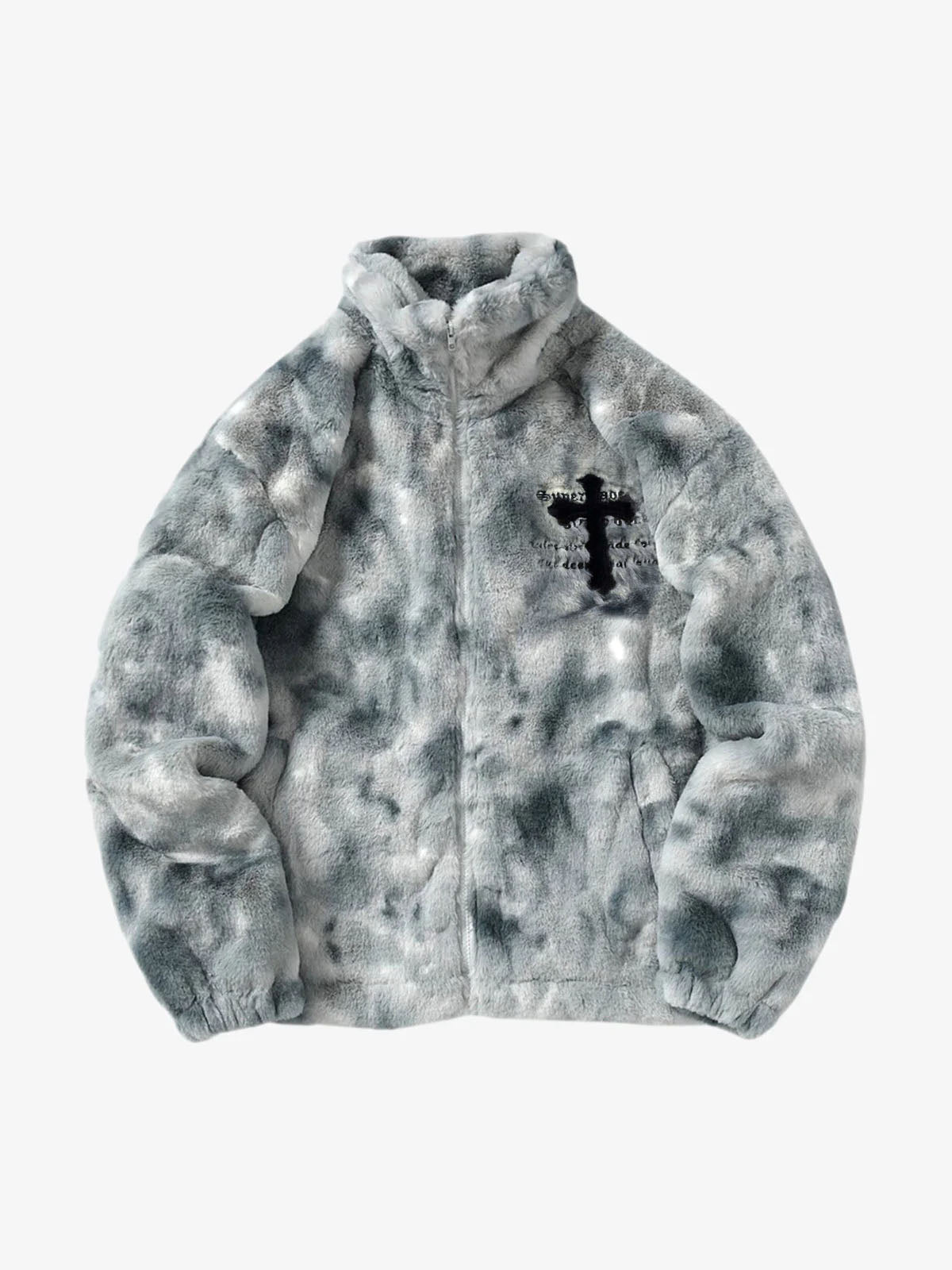 Heavy-Duty Faux Lambswool Tie-Dye Urban Jacket - 1558 