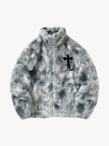 Heavy-Duty Faux Lambswool Tie-Dye Urban Jacket - 1558 