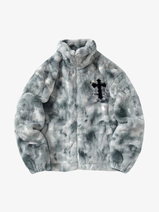 Heavy-Duty Faux Lambswool Tie-Dye Urban Jacket - 1558 
