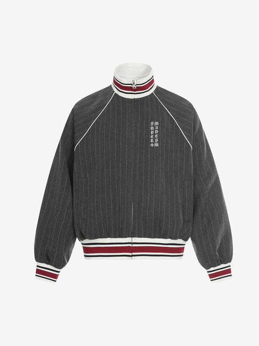 Pinstripe Vertical Embroidery Track Jacket 