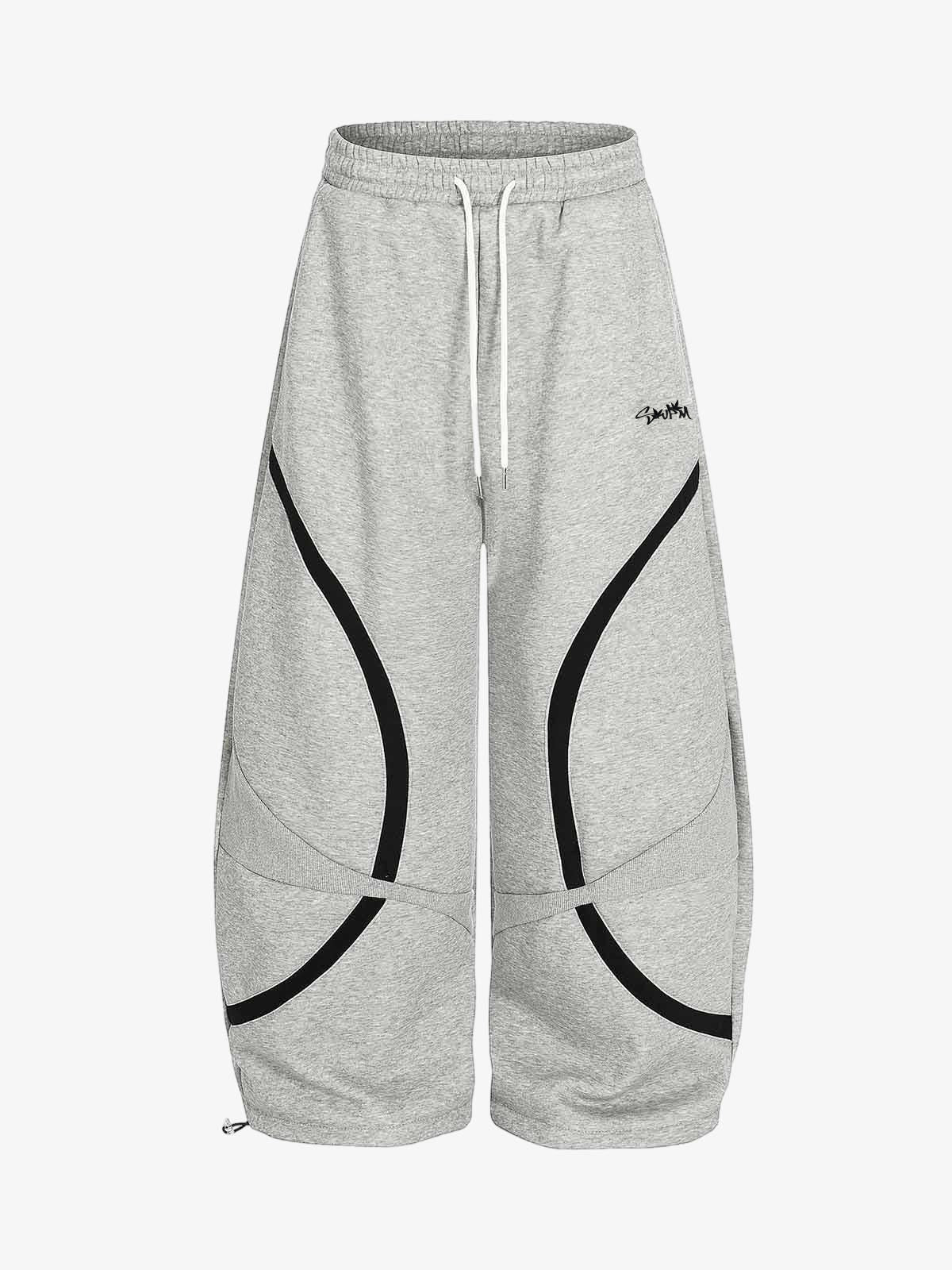Retro Contrast Panel Drawstring Sweatpants 