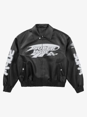 Faux Leather Vintage Street Black Air Jacket - 1821 