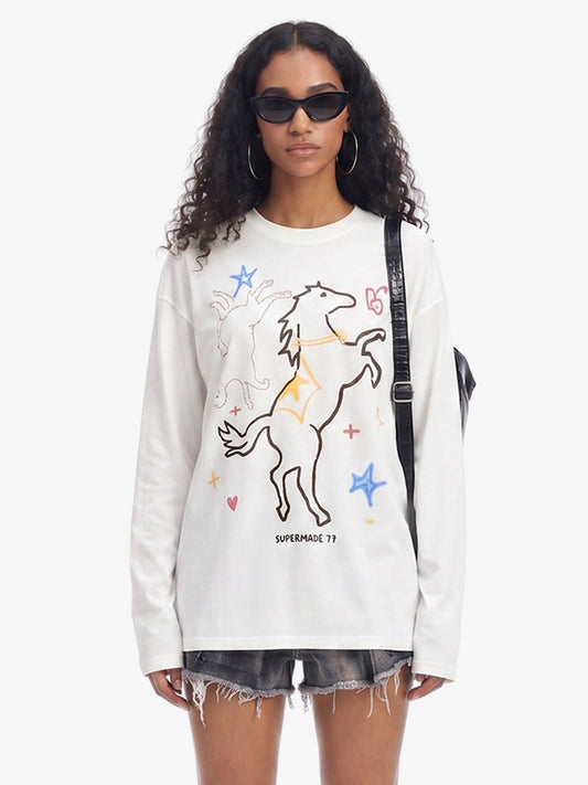 Horse Graphic Long Sleeve T-Shirt 