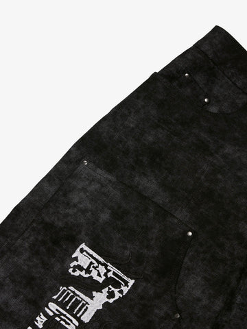SUPERMADE Roman Column Pattern Embroidered Jeans 
