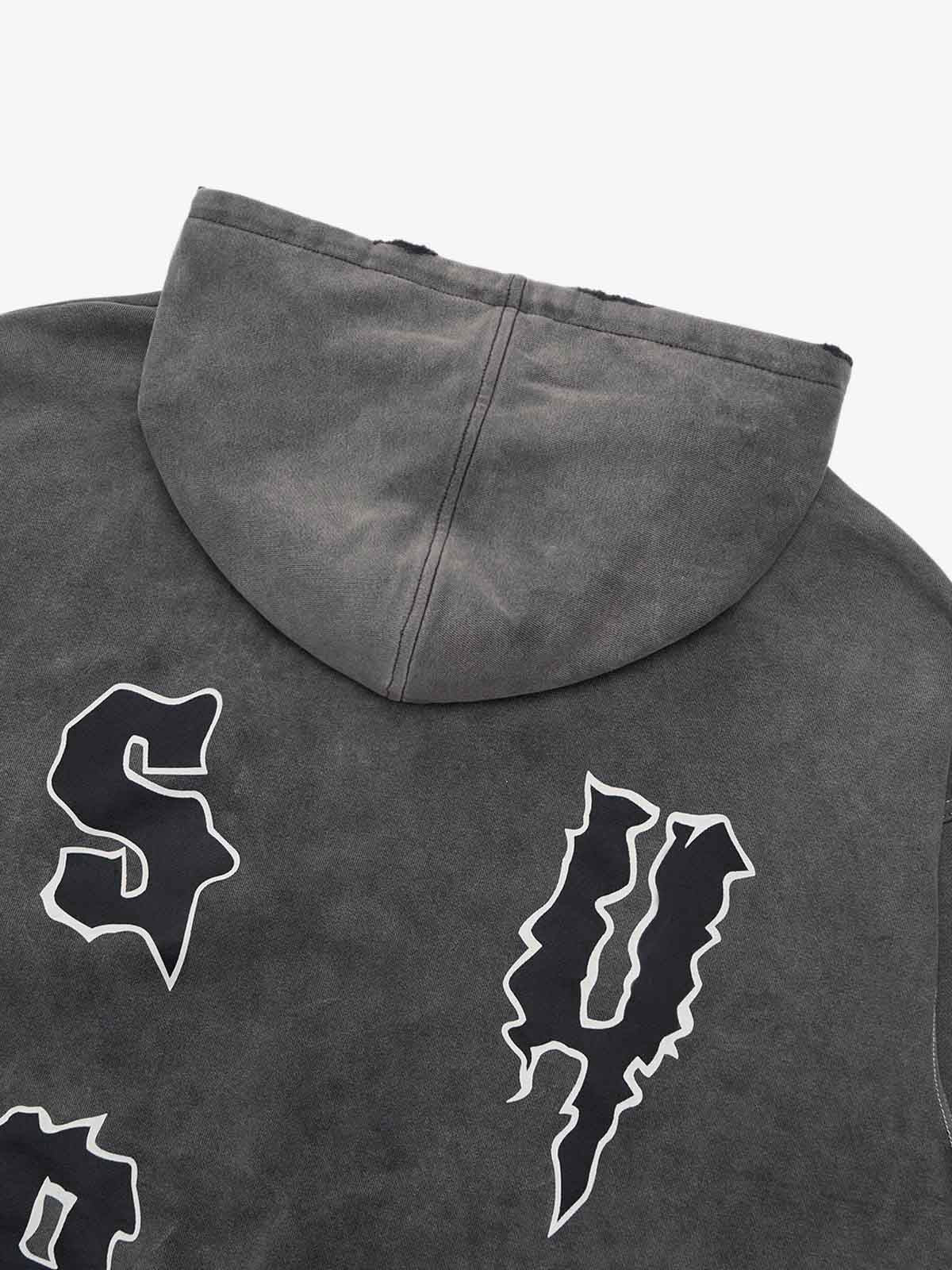 Original Distressed SPMD Graphic Cotton Hoodie 