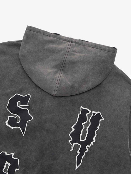 Original Distressed SPMD Graphic Cotton Hoodie 